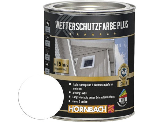 HORNBACH Holzfarbe Wetterschutzfarbe Plus weiß 750 ml