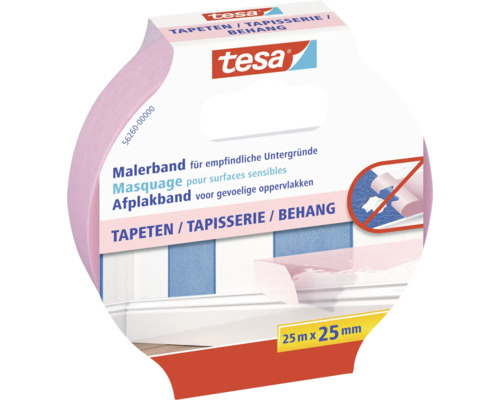 Tesa Malerkrepp für empfindliche Untergründe, 25 Millimeter mal 25 Meter