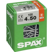 Spax Universalschraube Senkkopf Stahl gehärtet T 20, Holz-Teilgewinde 4x50 mm, 100 Stück