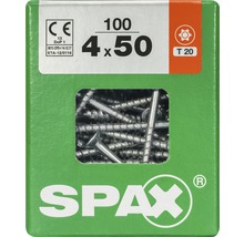 Spax Universalschraube Senkkopf Stahl gehärtet T 20, Holz-Teilgewinde 4x50 mm, 100 Stück