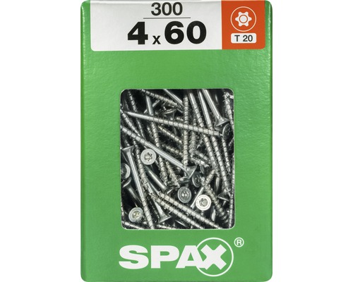 Spax Universalschraube Senkkopf Stahl gehärtet T 20, Holz-Teilgewinde 4x60 mm, 300 Stück Spax Universalschraube Senkkopf Stahl gehärtet T 20, Holz-Teilgewinde 4x60 mm, 300 Stück