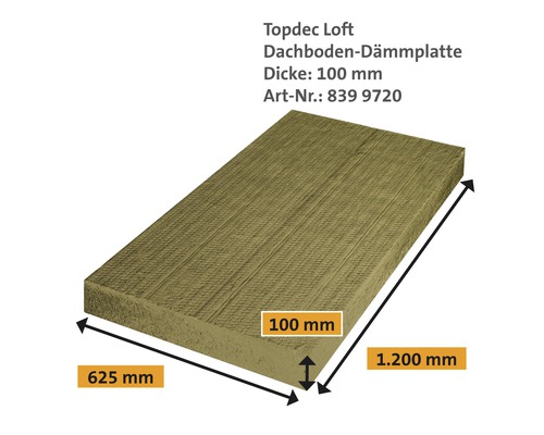 Topdec Loft Dachbodendämmplatte, 100 mm dick