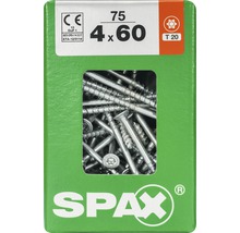 Spax Universalschraube Senkkopf Stahl gehärtet T 20, Holz-Teilgewinde 4x60 mm, 75 Stück