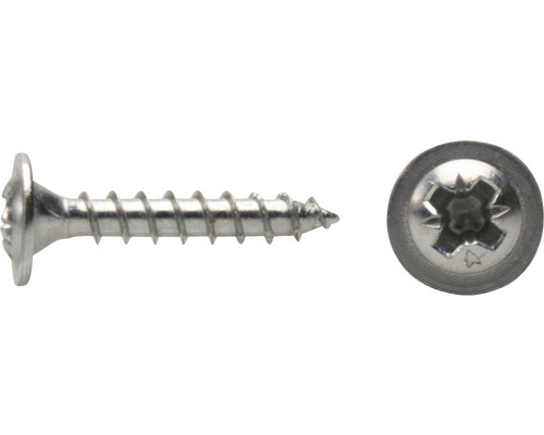 JD Plus Rückwandschraube Pozidriv 3x20 mm galv. verzinkt, 100 Stück Senkkopfschraube mit Innensechsrundaufnahme, Seiten- und Frontansicht