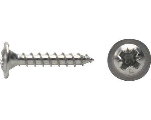 JD Plus Rückwandschraube Pozidriv 3,5x30 mm galv. verzinkt, 100 Stück Linsenkopfschraube mit Kreuzschlitz im Detail