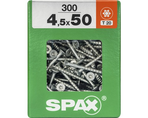 Spax Universalschraube Senkkopf Stahl gehärtet T 20, Holz-Teilgewinde 4,5x50 mm, 300 Stück-0