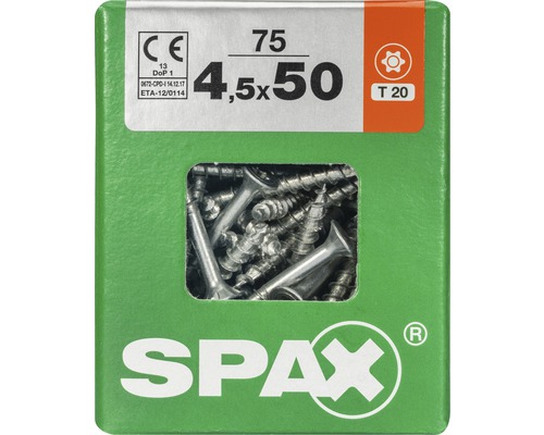 Spax Universalschraube Senkkopf Stahl gehärtet T 20, Holz-Teilgewinde 4,5x50 mm, 75 Stück Spax Universalschraube Senkkopf Stahl gehärtet T 20, Holz-Teilgewinde 4,5x50 mm, 75 Stück