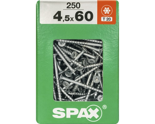 Spax Universalschraube Senkkopf Stahl gehärtet T 20, Holz-Teilgewinde 4,5x60 mm, 250 Stück Spax Universalschraube Senkkopf Stahl gehärtet T 20, Holz-Teilgewinde 4,5x60 mm, 250 Stück