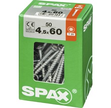 Spax Universalschraube Senkkopf Stahl gehärtet T 20, Holz-Teilgewinde 4,5x60 mm, 50 Stück