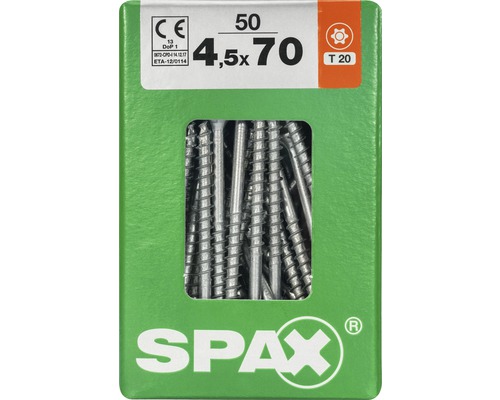 Spax Universalschraube Senkkopf Stahl gehärtet T 20, Holz-Teilgewinde 4,5x70 mm, 50 Stück Spax Universalschraube Senkkopf Stahl gehärtet T 20, Holz-Teilgewinde 4,5x70 mm, 50 Stück