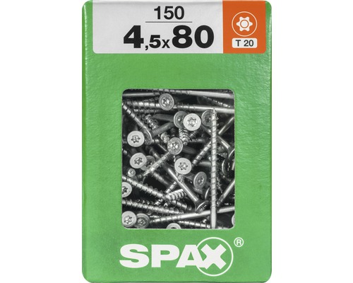Spax Universalschraube Senkkopf Stahl gehärtet T 20, Holz-Teilgewinde 4,5x80 mm, 150 Stück Spax Universalschraube Senkkopf Stahl gehärtet T 20, Holz-Teilgewinde 4,5x80 mm, 150 Stück