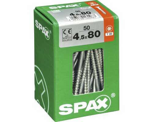 Spax Schrauben 4,5x80 Millimeter, 50 Stück in grüner Verpackung