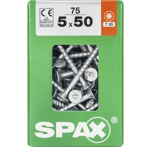 Spax Universalschraube Senkkopf Stahl gehärtet T 20, Holz-Teilgewinde 5x50 mm, 75 Stück
