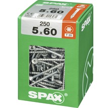 Spax Universalschraube Senkkopf Stahl gehärtet T 20, Holz-Teilgewinde 5x60 mm, 250 Stück