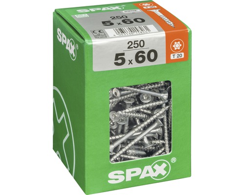 Spax Universalschrauben, 5 mal 60 Millimeter, 250 Stück in einer Packung
