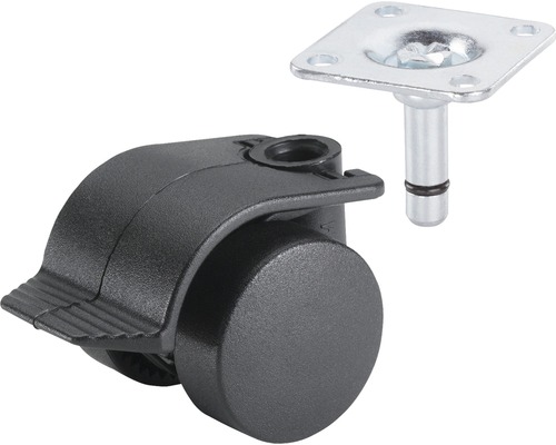 Tarrox Containerrolle, bis 70 kg, 35 x 50 mm schwarz Möbelrolle mit Bremse und Befestigungsplatte