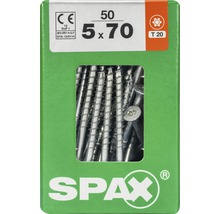 Spax Universalschraube Senkkopf Stahl gehärtet T 20, Holz-Teilgewinde 5x70 mm, 50 Stück