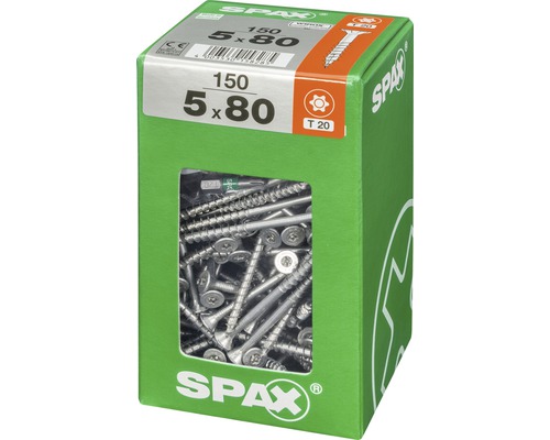 Spax Schrauben 5 x 80 Millimeter, 150 Stück in einer Verpackung