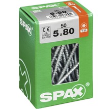 Spax Universalschraube Senkkopf Stahl gehärtet T 20, Holz-Teilgewinde 5x80 mm, 50 Stück