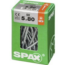 Spax Universalschraube Senkkopf Stahl gehärtet T 20, Holz-Teilgewinde 5x80 mm, 50 Stück