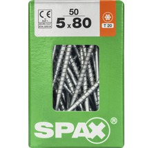 Spax Universalschraube Senkkopf Stahl gehärtet T 20, Holz-Teilgewinde 5x80 mm, 50 Stück