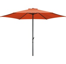 Oranger Gartenschirm mit schwarzem Gestell