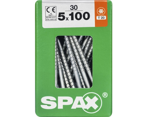 Spax Universalschraube Senkkopf Stahl gehärtet T 20, Holz-Teilgewinde 5x100 mm, 30 Stück Spax Universalschraube Senkkopf Stahl gehärtet T 20, Holz-Teilgewinde 5x100 mm, 30 Stück