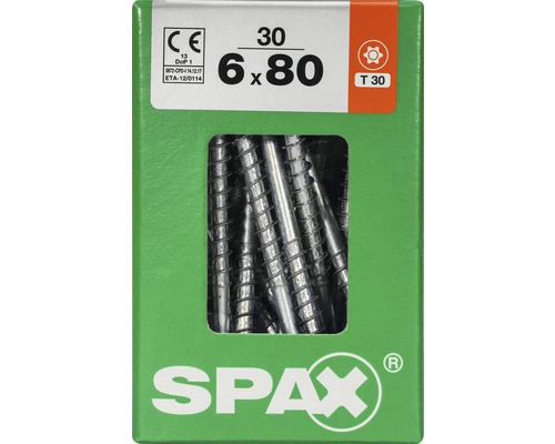 Spax Universalschraube Senkkopf Stahl gehärtet T 30, Holz-Teilgewinde 6x80 mm, 30 Stück Spax Universalschraube Senkkopf Stahl gehärtet T 30, Holz-Teilgewinde 6x80 mm, 30 Stück