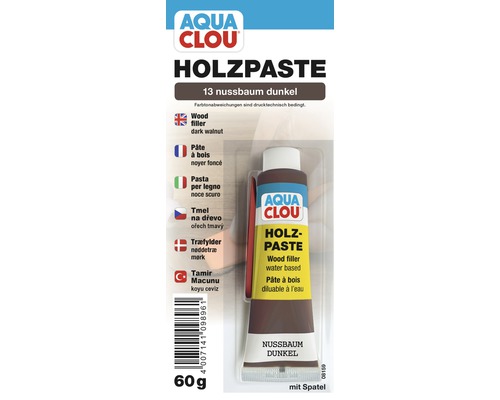 AQUACLOUHolzreparaturspachtel Holzpaste nussbaum dunkel 60 g Aqua Clou Holzpaste dunkel Nussbaum, 60 Gramm