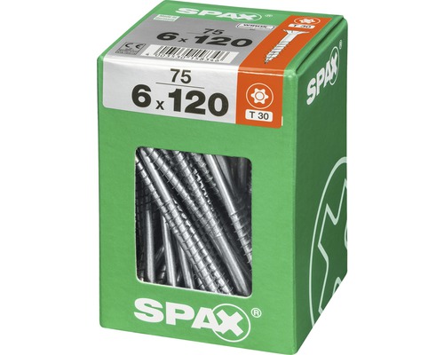 Spax Schrauben 6x120 mm in einer Verpackung.
