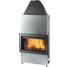Kaminofen mit Feuer hinter einer Glasscheibe