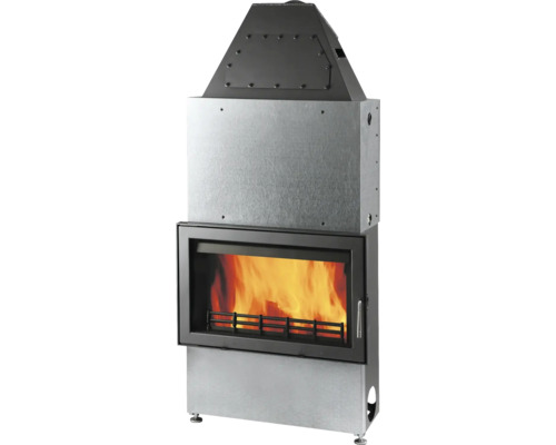 Wasserführender Kamineinsatz Haas & Sohn Aqua 187.19-WT Stahl anthrazit 17,4 kW Kaminofen mit Feuer hinter einer Glasscheibe