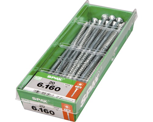Spax Schrauben 6x160 Millimeter im grünen Behälter