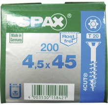 Spax Universalschraube, Edelstahl A2, Senkkopf T 20, Holz-Teilgewinde, 4,5x45 mm, 200 Stück-thumb-0