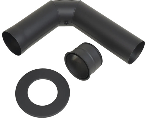 Ofenrohrbogen, Rosette und Erweiterung aus Stahl