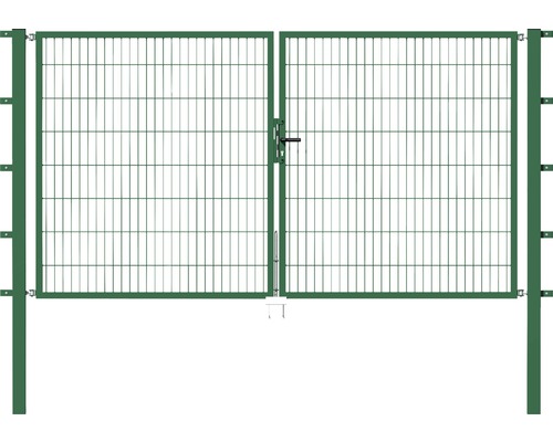 Stabgitter-Doppeltor ALBERTS Flexo Typ 6/5/6 300 x 100 cm inkl. Pfosten 8 x 8 cm grün