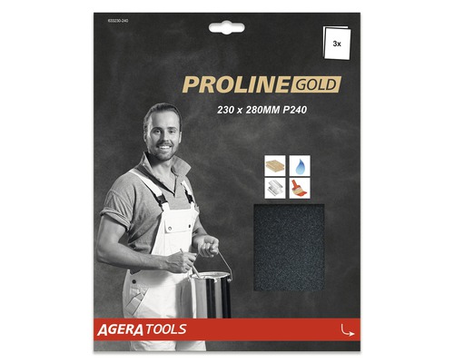 PROLINE GOLD Profi Schleifpapier für Nassschliff P240/400/600 230x280 mm 3 Stück