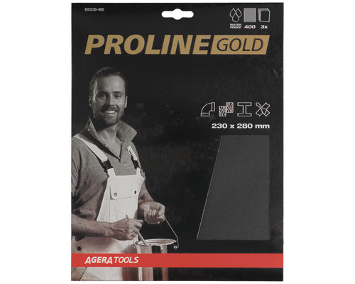 PROLINE GOLD Profi Schleifpapier für Nassschliff P400 230x280 mm 3 Stück