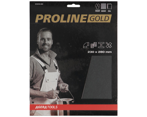 PROLINE GOLD Profi Schleifpapier für Nassschliff P600 230x280 mm 3 Stück