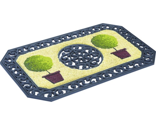 Fußmatte mit Pflanzenmotiven und dekorativem Rahmen