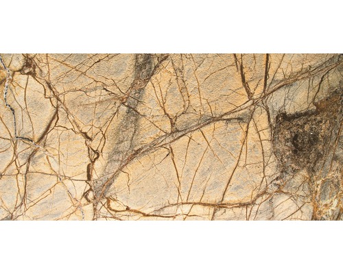 Nahaufnahme einer Natursteinfliese mit braunen Äderungen