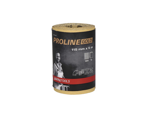 PROLINE GOLD Profi Schleifpapier Rolle P120 115 mm x 5 m Schleifpapierrolle, Körnung 120, 115 mm x 5 m