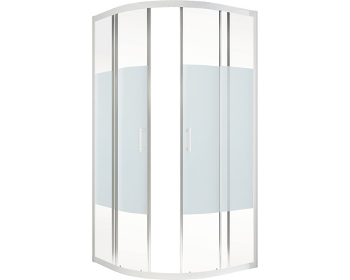 Runde Duschkabine mit Milchglaseinsätzen