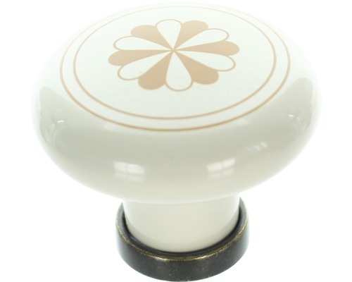 Keramik Möbelknopf mit Blumenmuster