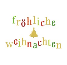 Fröhliche Weihnachten Schriftzug mit Weihnachtsbaum