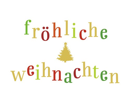 Fröhliche Weihnachten Schriftzug mit Weihnachtsbaum