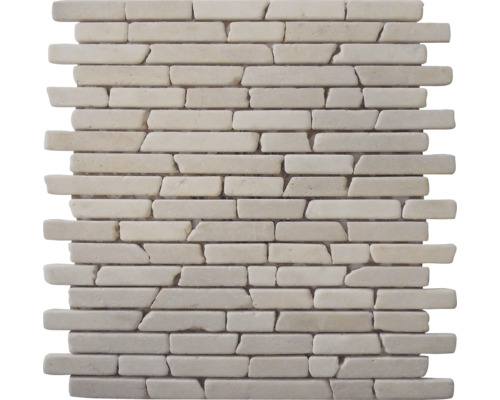 Natursteinmosaik Marmor Biancone 30,5x30,5 cm beige Mosaikfliese aus Naturstein in Ziegeloptik