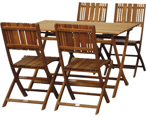 Klappstuhl Gardamo SET Falun 5-teilig 4 x Stuhl, 1 x Gartentisch 120 x 80 cm Gartentischgruppe mit vier Klappstühlen aus Holz