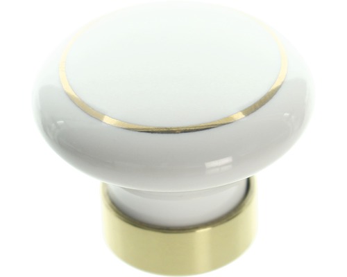 Möbelknopf aus Keramik mit goldfarbenen Akzenten