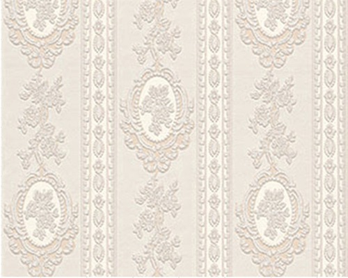Schaumtapete Ornament Glitzer beige Tapete mit floralem Muster und Ornamenten